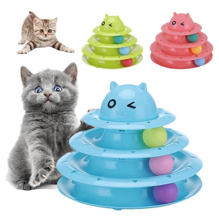 Bộ đồ chơi cho mèo 3 tầng và bóng Kún Miu kích cỡ 20*25cm