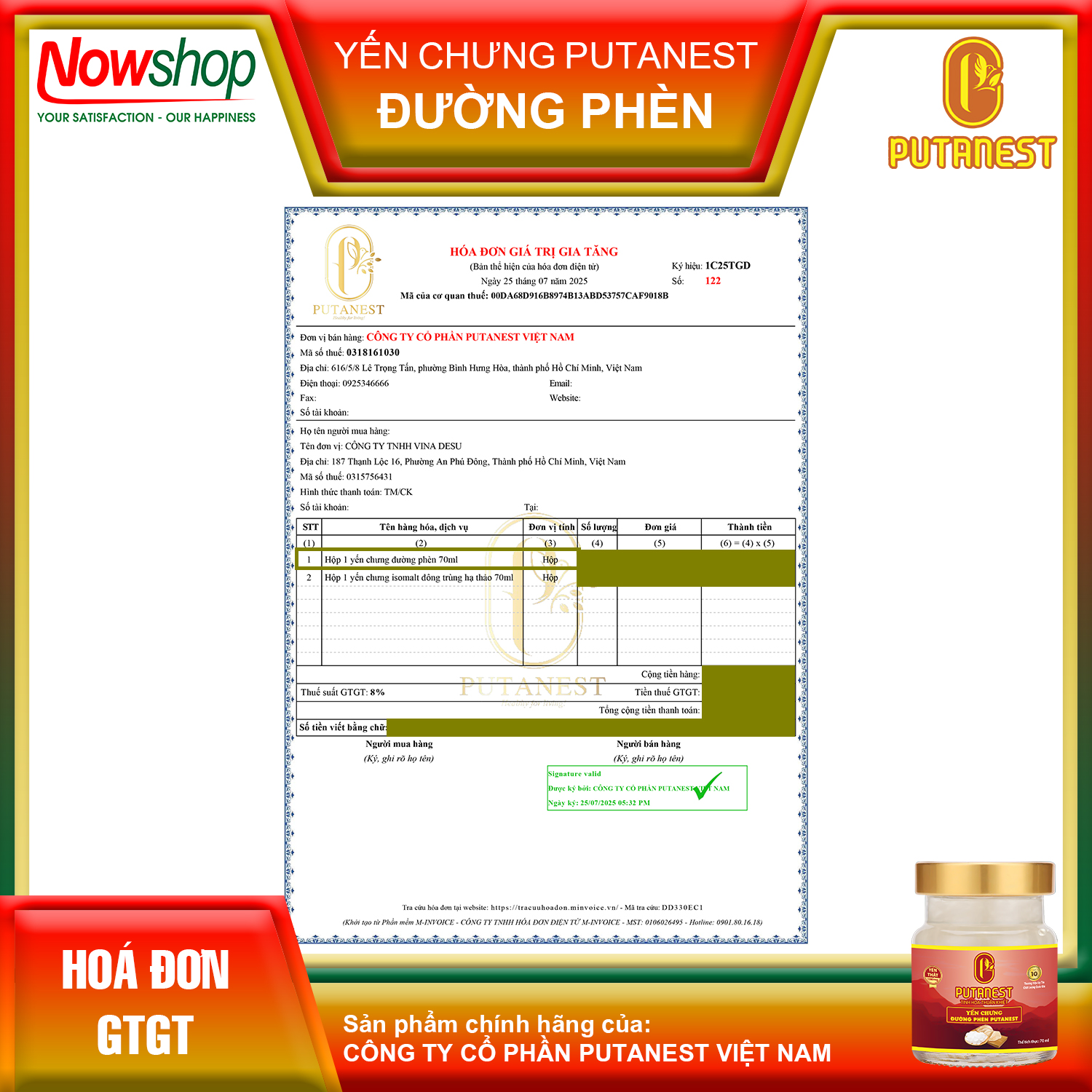Yến chưng Đường phèn PUTANEST hộp quà tặng cao cấp 12 hũ 70ml đẹp da ngủ ngon tăng sức đề kháng