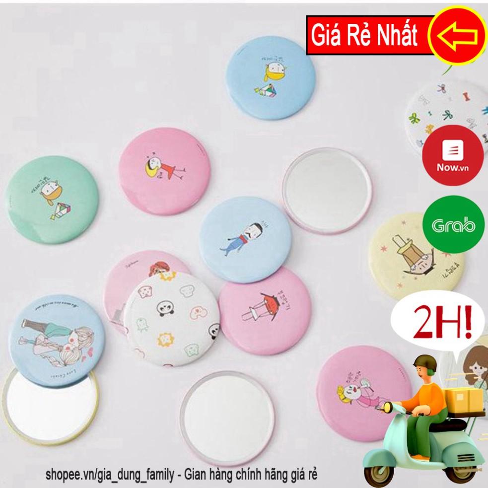 Gương mini bỏ túi cầm tay dễ thương - Gương tròn cầm tay  gia_dung_family