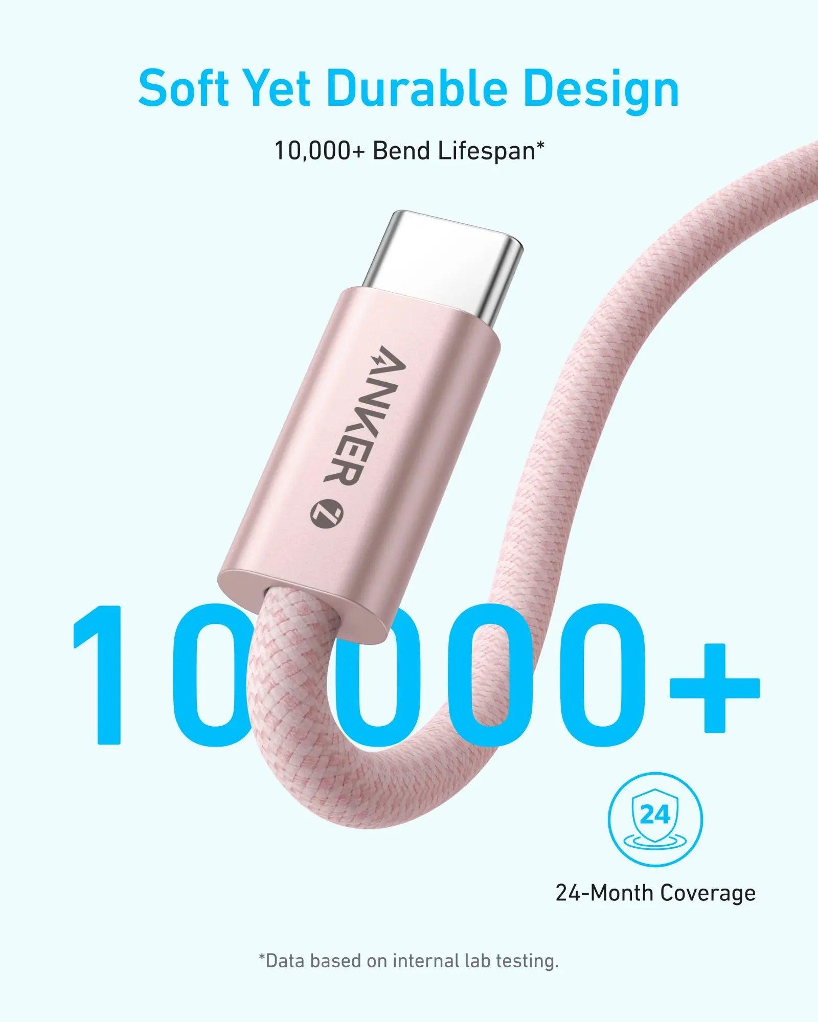 Cáp sạc Anker Zolo C-C 1m Nylon Đen (Black) A8060 - Hàng Chính Hãng