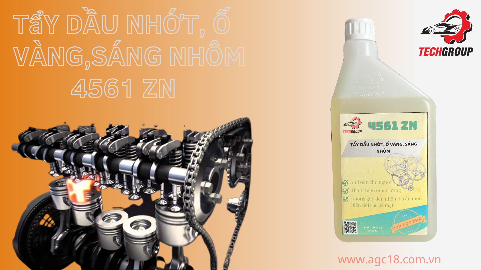 Dung dịch tẩy dầu nhớt, ố vàng, sáng nhôm Techgroup 4561 ZN – 1 Lít (giá đã giảm 10%)