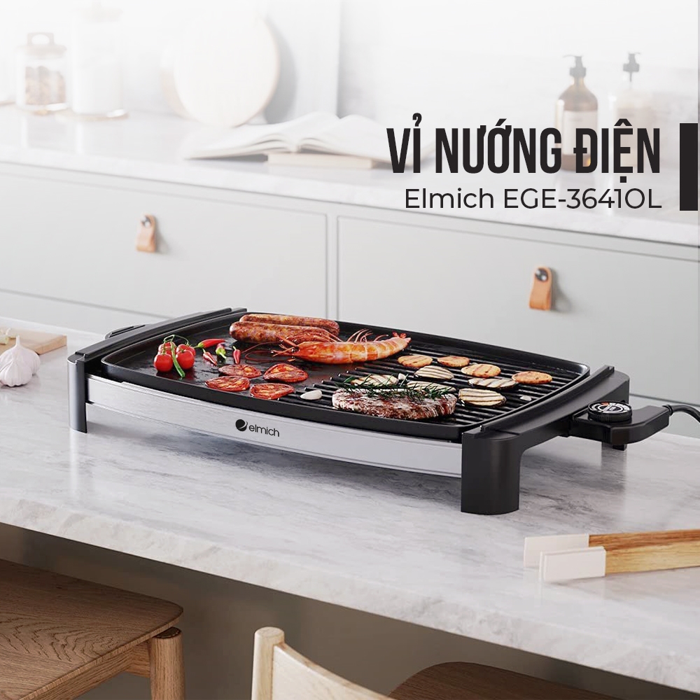 Vỉ Nướng Điện Elmich EGE-3641OL(1800W) - Hàng Chính Hãng