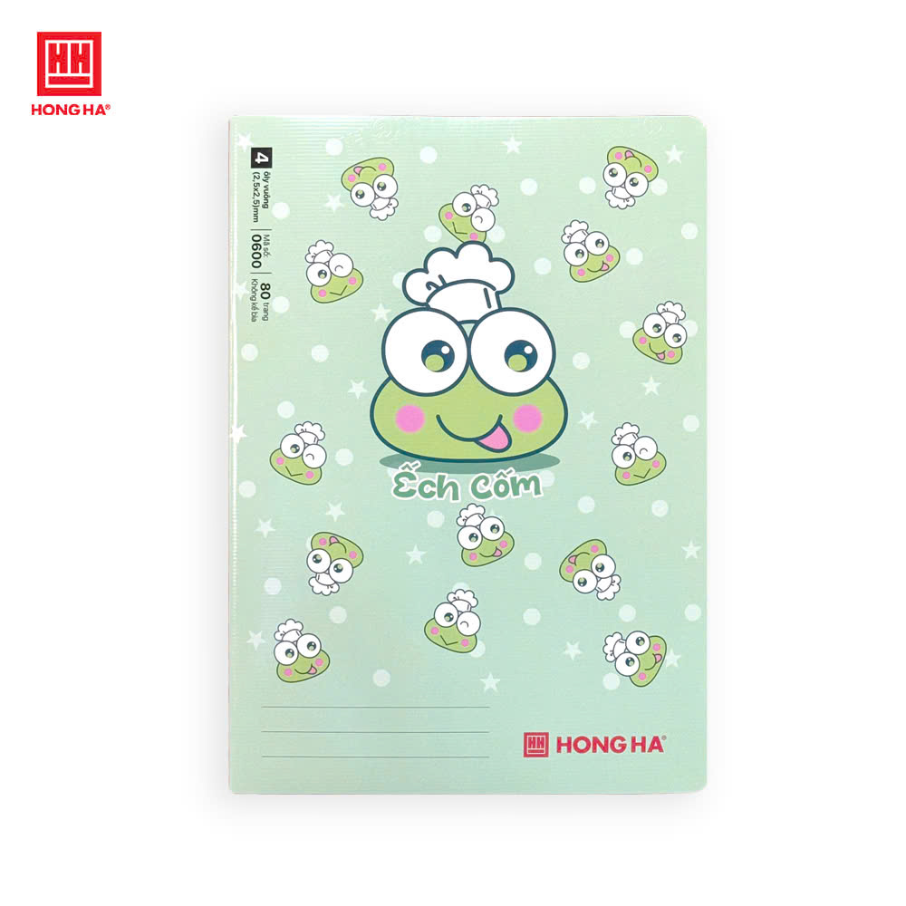 Vở 4 ô ly 80 trang School Ếch Cốm Hồng Hà định lượng 100gsm - 0600
