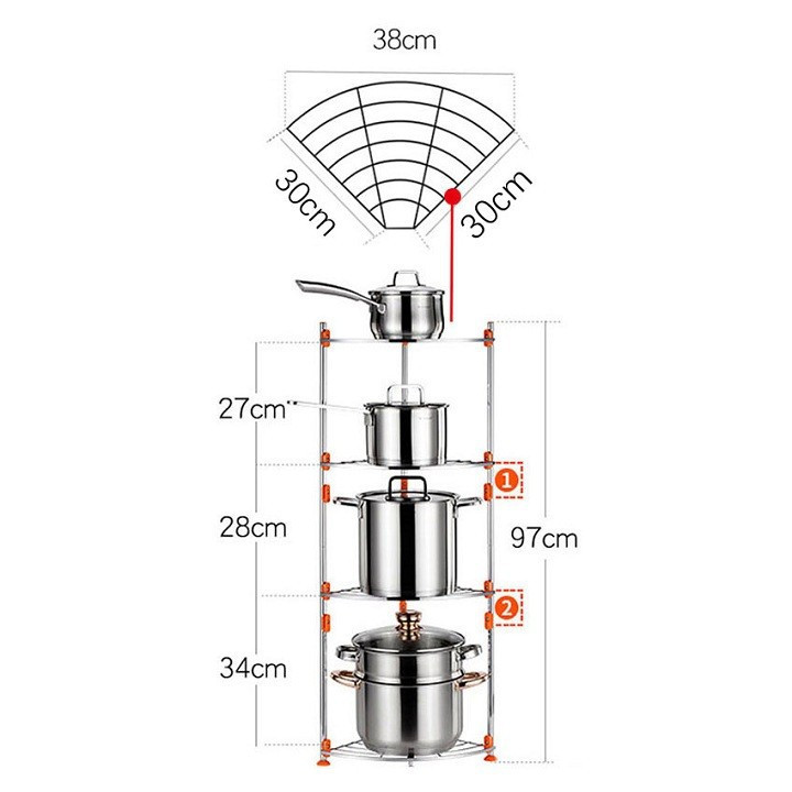 kệ nhà bếp - kệ để xoong nồi inox