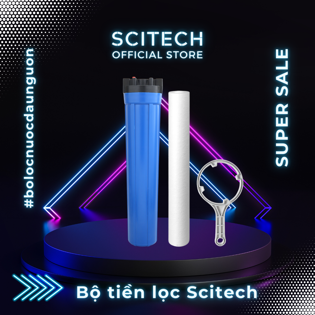 Bộ lọc nước sinh hoạt, bộ đơn lọc thô 20 inch by Scitech - Hàng chính hãng