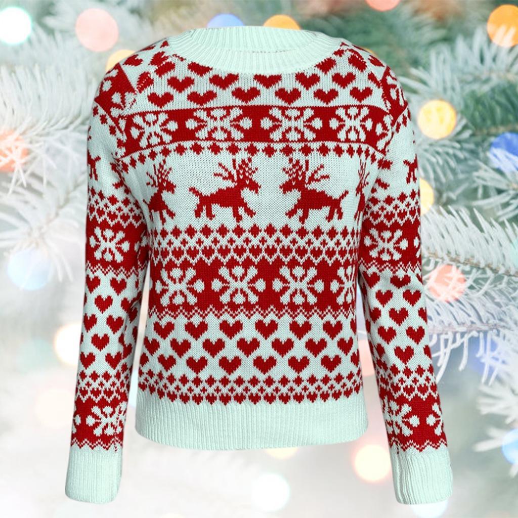 Christmas Women Sweater Blouse Pullover Sweatshirt Women Ladies White M