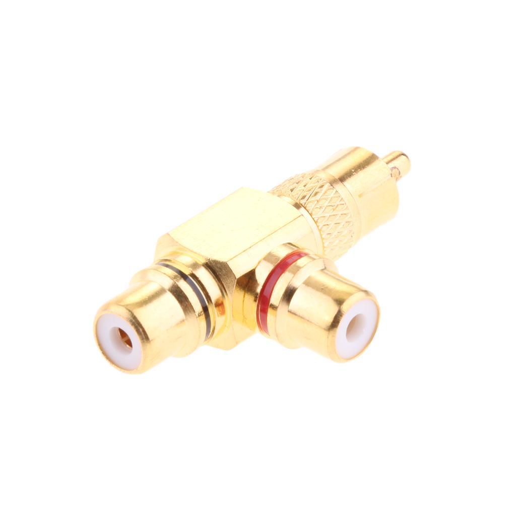 4x RCA Plug Male to 2 RCA Socket Female Connector Adaptor Right Angle