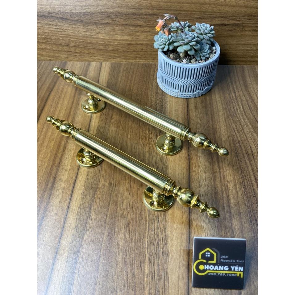 Tay nắm cổng bằng đồng, tay nắm cửa tủ bằng đồng thau đầu bi dài 24cm - 30cm - đặc nặng