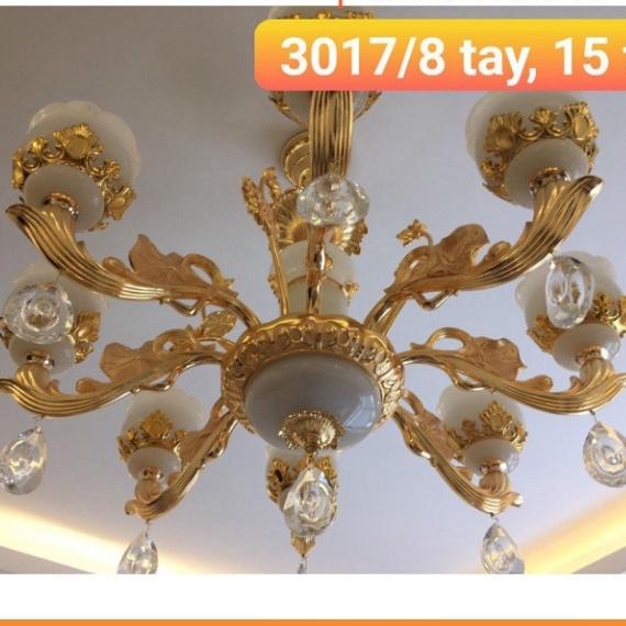 Đèn chùm phòng khách, đèn trần trang trí DCH 3017 + Tặng kèm bóng led AS Vàng
