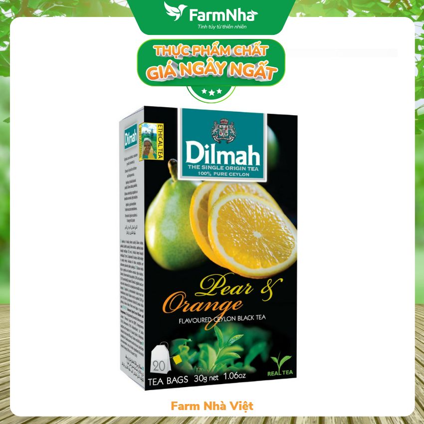 Trà Dilmah Pear &amp; Orange (Hương Cam Lê) 30g 20 túi x 1.5g - Tinh hoa trà Sri Lanka
