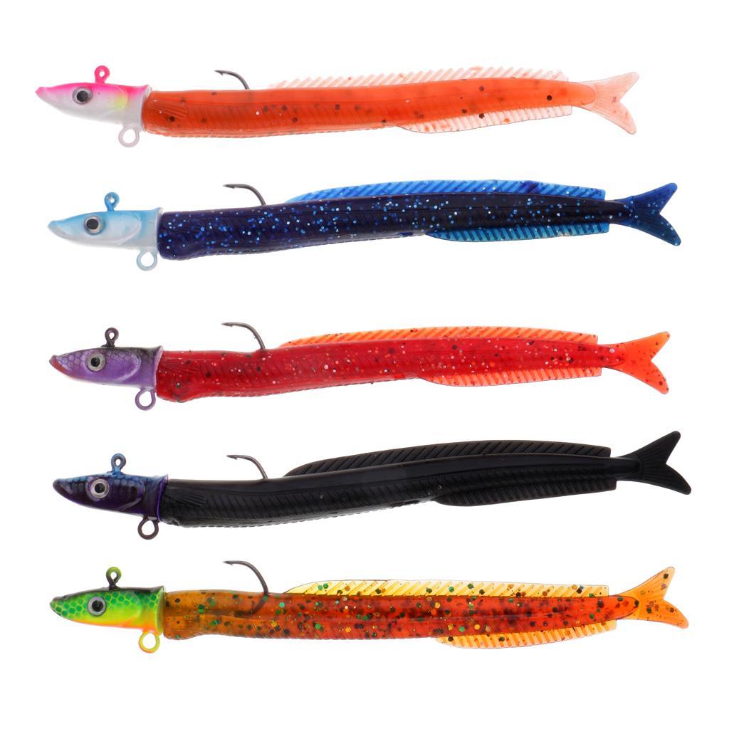 5pcs Soft Fishing Lure Jig Head Lure Worm Lures Swimbait 3D Eyes Sink Lures Made of high quality material and durable to use
