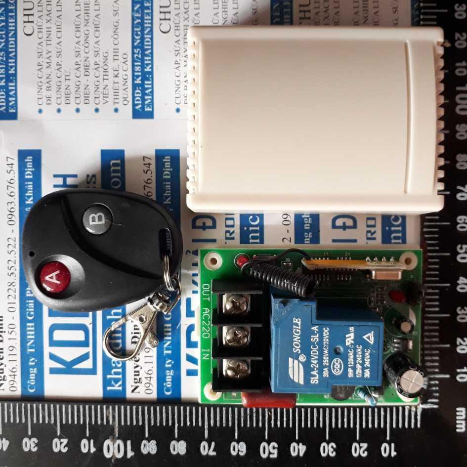 Hộp module RF 1 RELAY 30A input 220vac, remote 2 kênh, nhiếu chế độ KDE2098