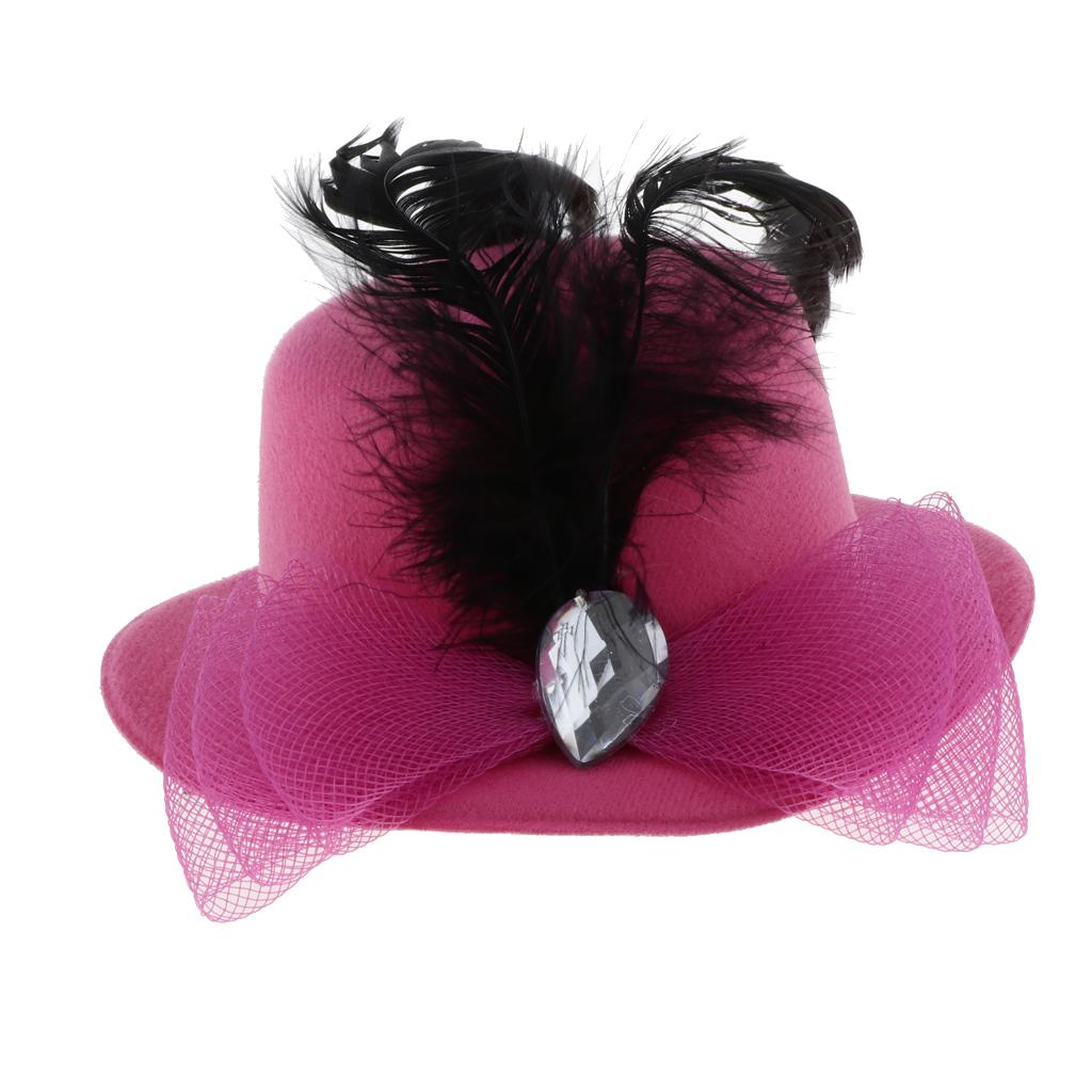 Kids Girls Hats Fascinators Baby Mini Top Hat Hair Clips Style 3-Rose