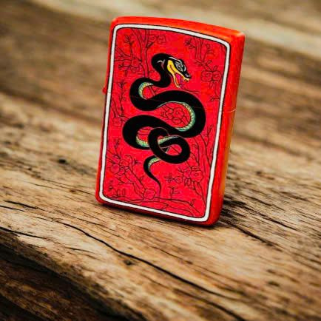 Bật lửa Zippo Year of the Snake - Phiên Bản 12 Con Giáp (Tuổi Tỵ) Thiết Kế Việt Nam, Sơn Tĩnh Điện Đỏ May Mắn Chính Hãng