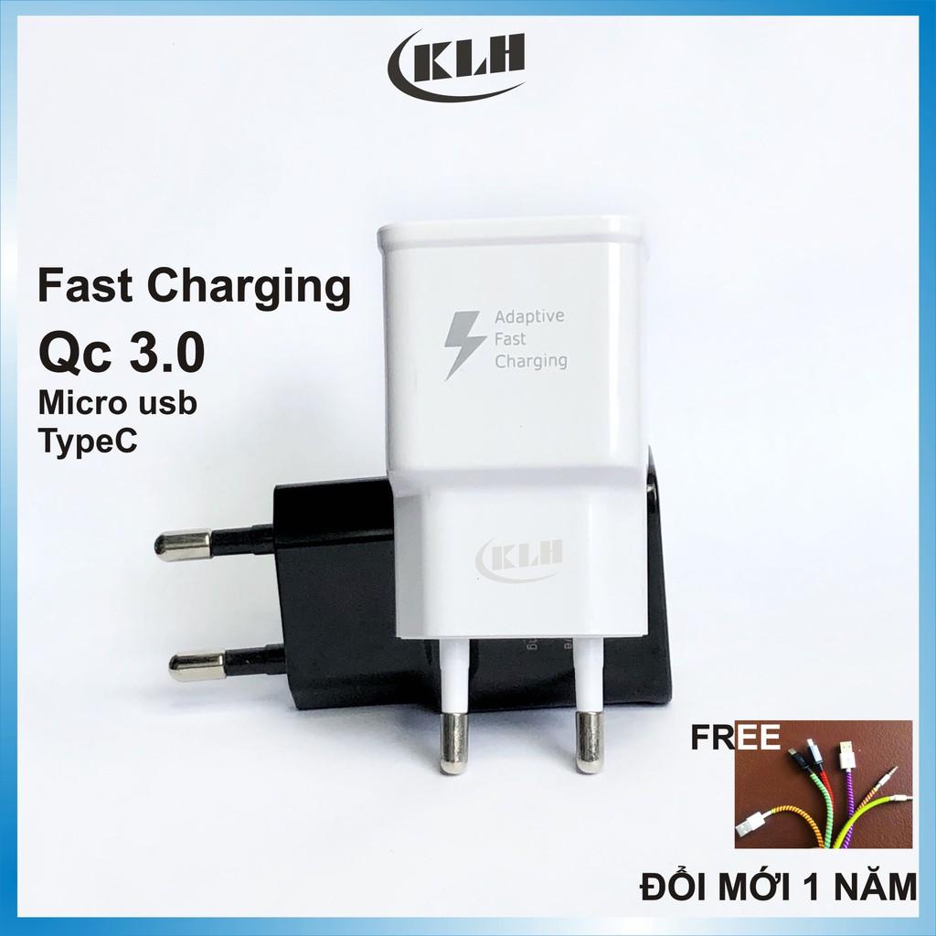 Bộ củ cáp sạc nhanh samsung công nghệ Qc fastcharging chân micro, typec dùng cho Huawei, xiaomi KLH shop