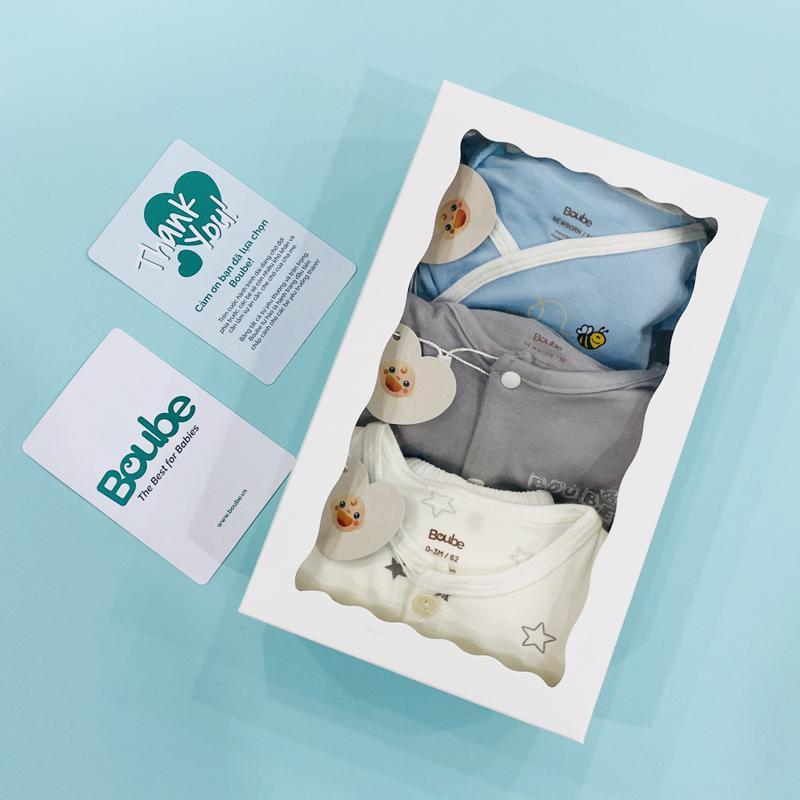 Combo quà tặng sơ sinh cho bé Boube - Chất liệu petit mềm mịn, thoáng mát - Size Newborn cho các bé dưới 6.5kg