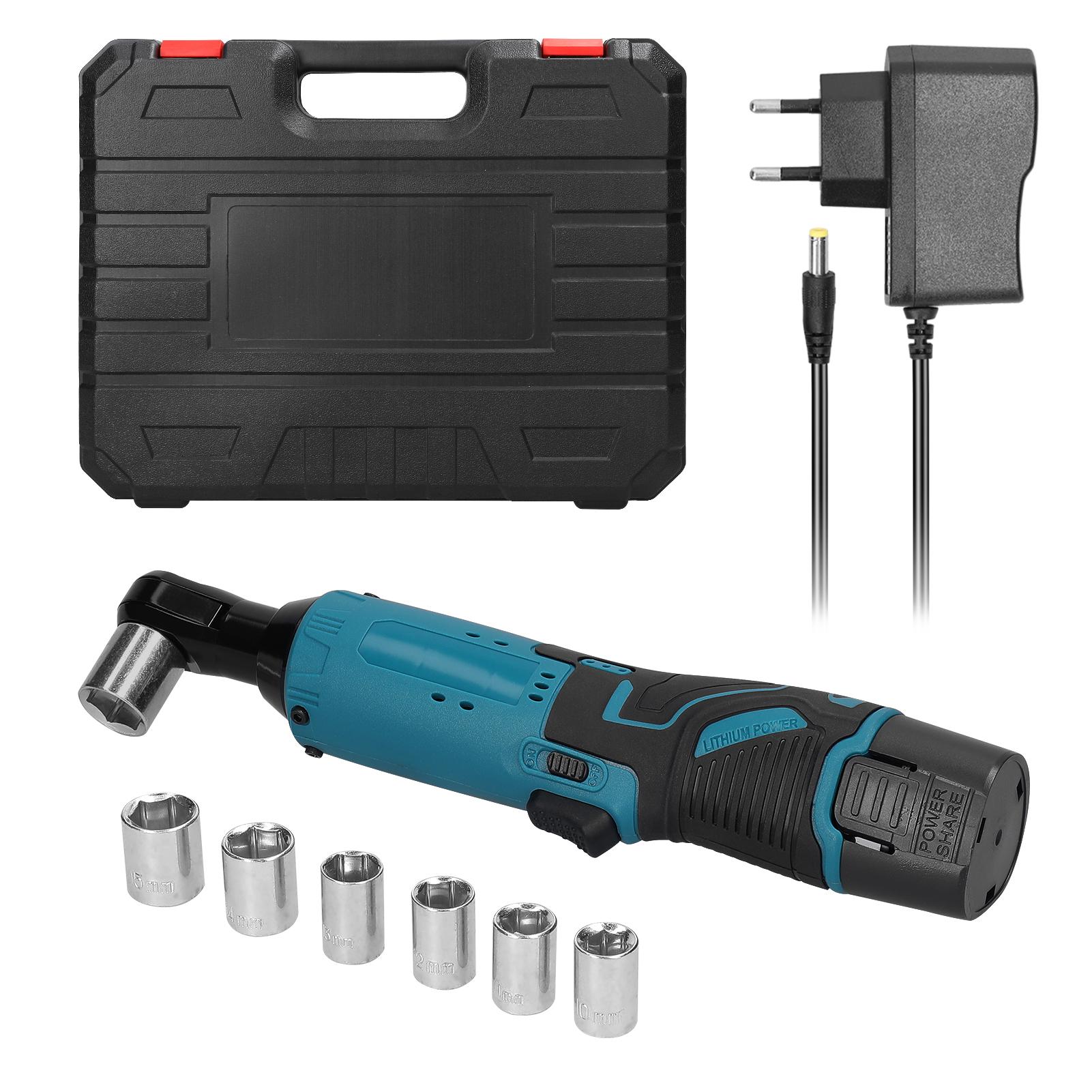 Multifunctional 12.0V Cordless Rechargeable Electric Wrench 3/8 Inch 90° Right Angle Ratchet Wrenches Handheld Driver Power Tool