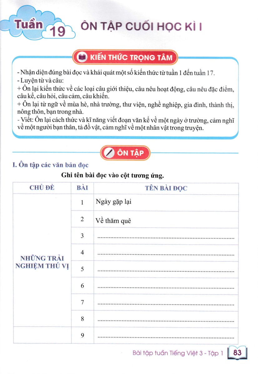 Bài Tập Tuần Tiếng Việt 3 - Tập 1