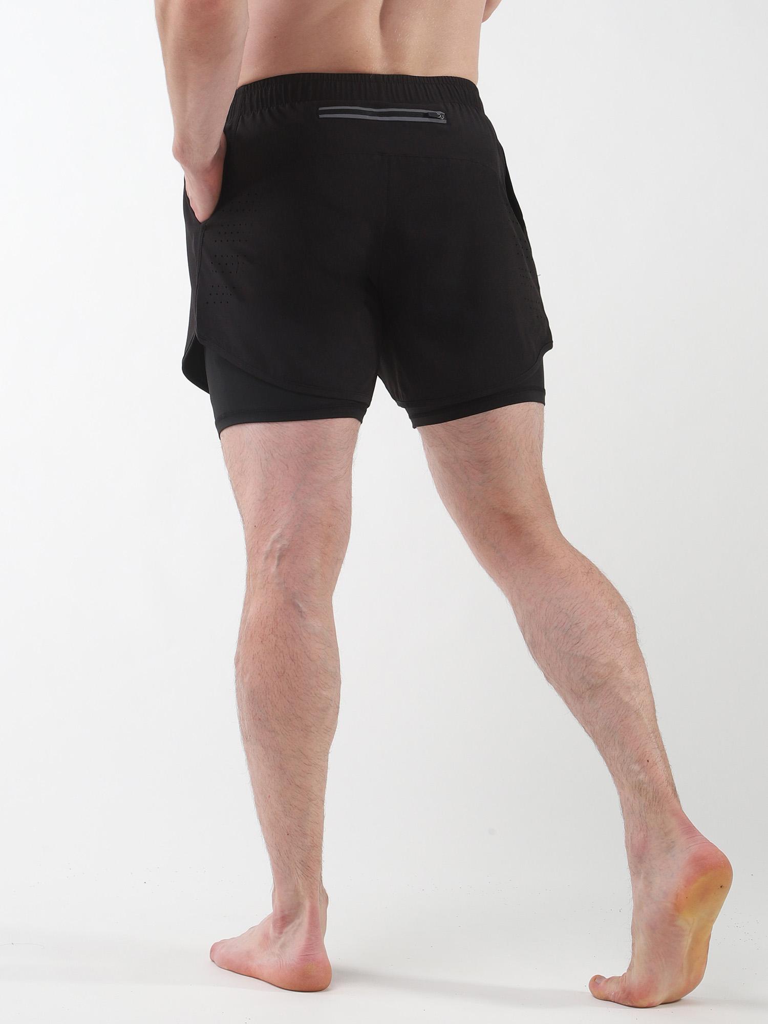 Quần short thể thao nam có lót 2 trong 1 kèm túi Quần short thể dục chạy xe đạp nhanh khô