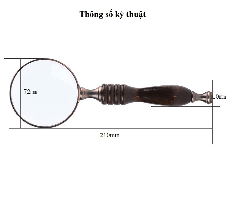 Kính lúp cầm tay 10X thiết kế tay cầm gỗ sang trọng, dùng đọc tin tức, sách báo hay sửa chữa đồ vật