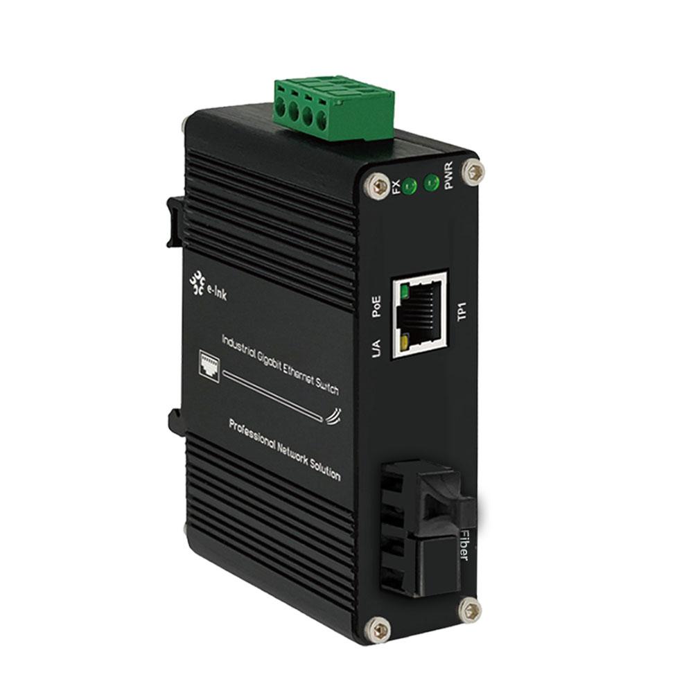 Công nghiệp 1 Cổng SC Chuyển đổi phương tiện truyền thông với SC DIN Rail 10/100/1000Mbps Gigabit Ethernet Switch 1RJ45 1SC