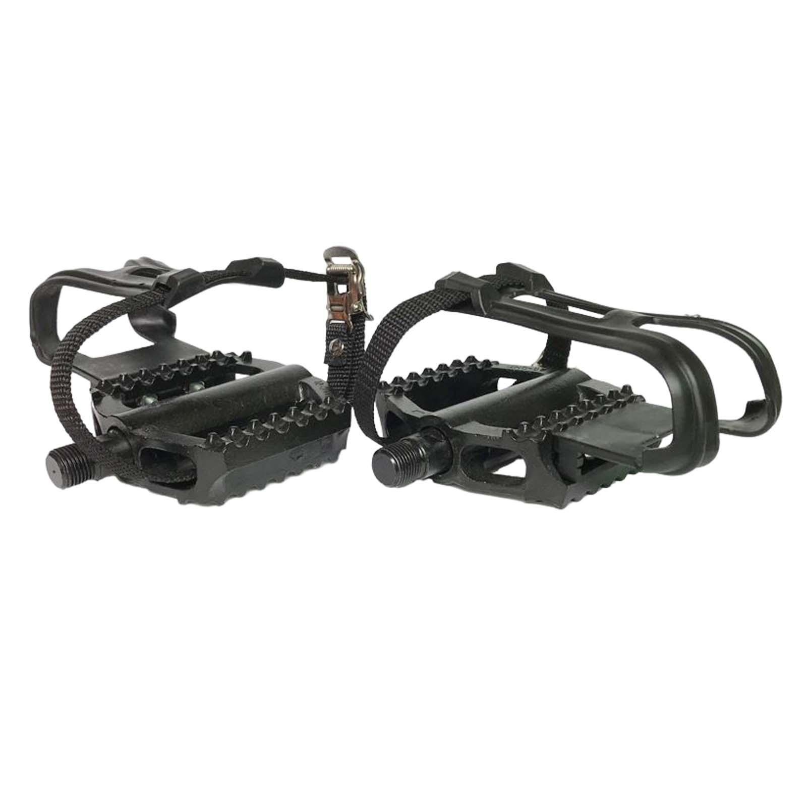 1 Pair Exercise Bike Pedals with Adjustable Straps for Home Gym Stationary