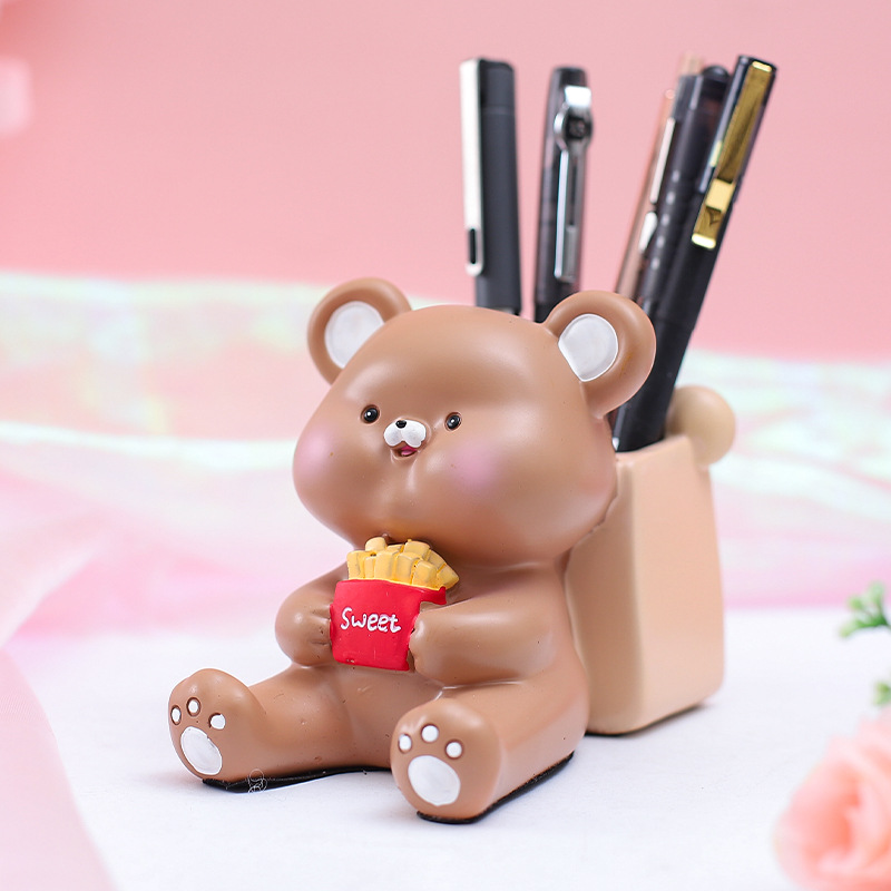 Ống Cắm Bút, Đựng Cọ Make Up, Đế Gác Điện Thoại, Văn phòng phẩm Happy Hanhan Animal Hàng Chính Hãng – Gấu