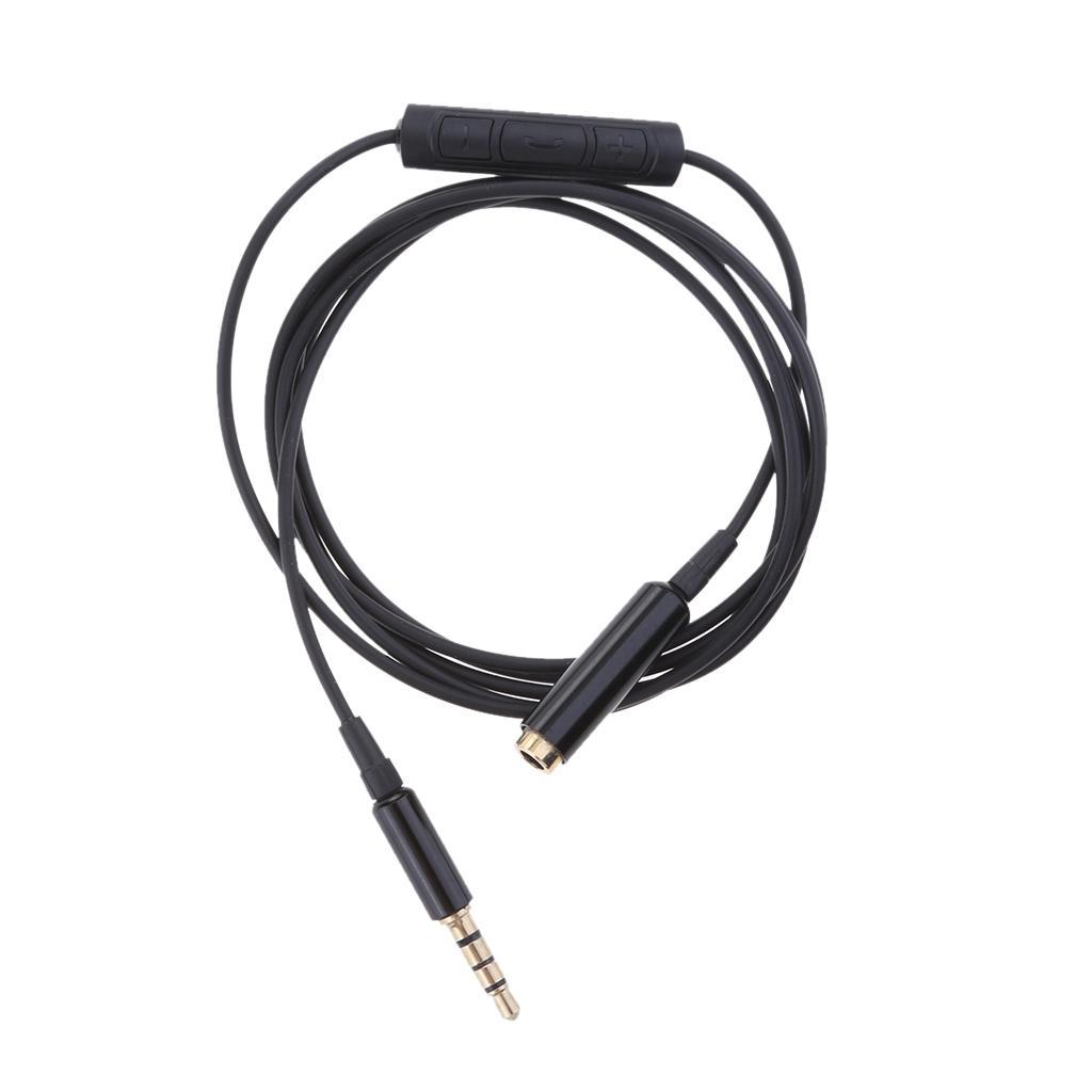 2Pieces 3.5mm male to 3.5mm Female Stereo Audio Cable with remote & mic