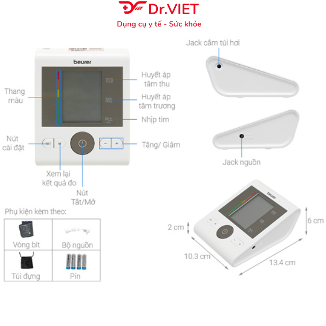 Máy đo huyết áp bắp tay hẹn giờ Beurer BM28 Chính hãng - Nhập khẩu Đức, độ chính xác cao, cảnh báo nhịp tim