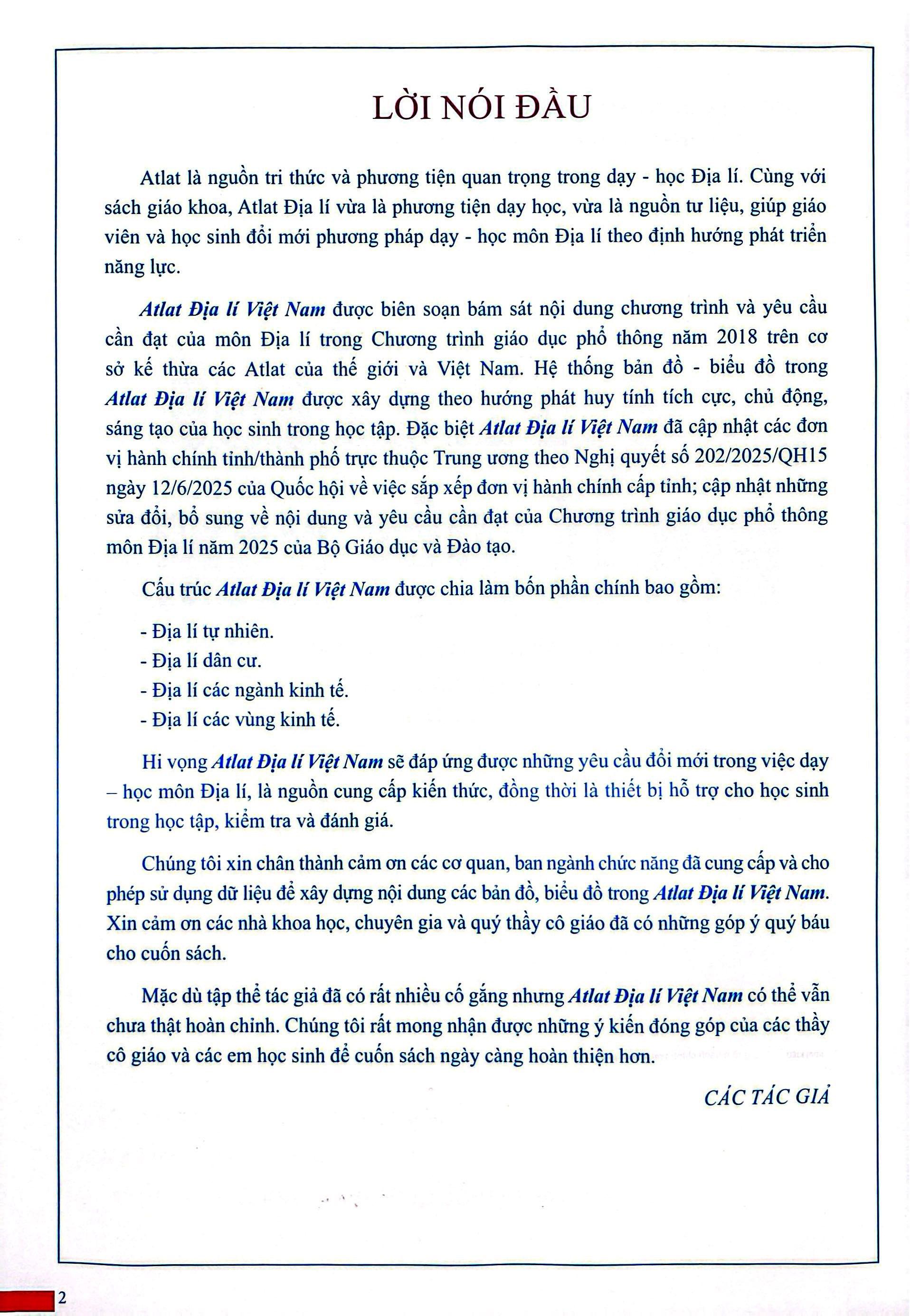 Sách - Atlat Địa Lí Việt Nam (Chỉnh Sửa Năm 2025)