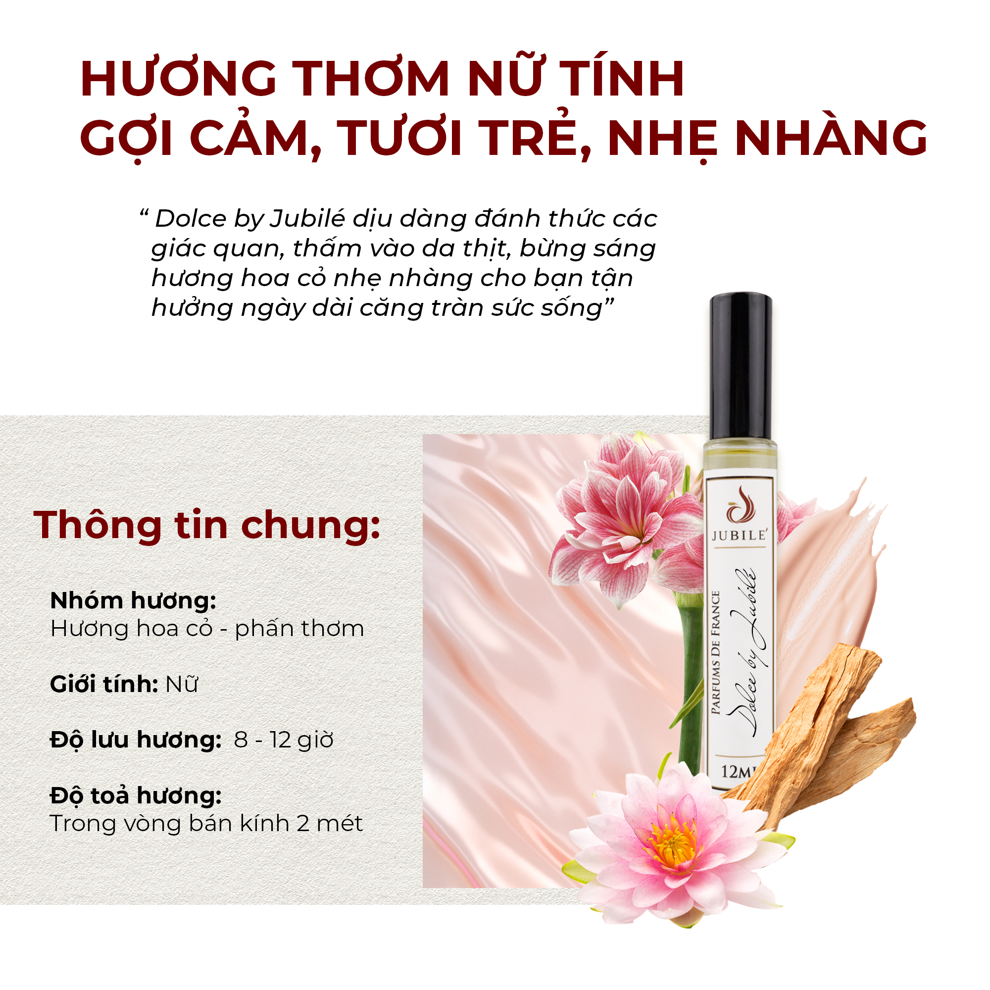 Tinh dầu nước hoa Pháp nữ Jubilé Perfume Dolce