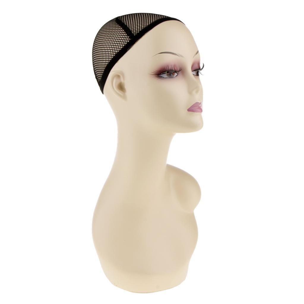 2pcs Plastic Mannequin Head Model Glasses Hat Wig Display Stand with Net