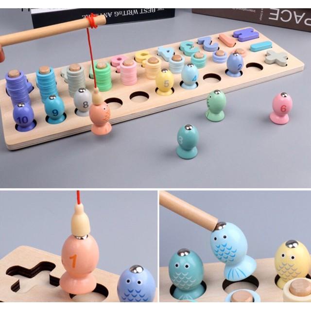 Cột tính câu cá 4 trong 1, siêu đẹp, gỗ an toàn cho bé