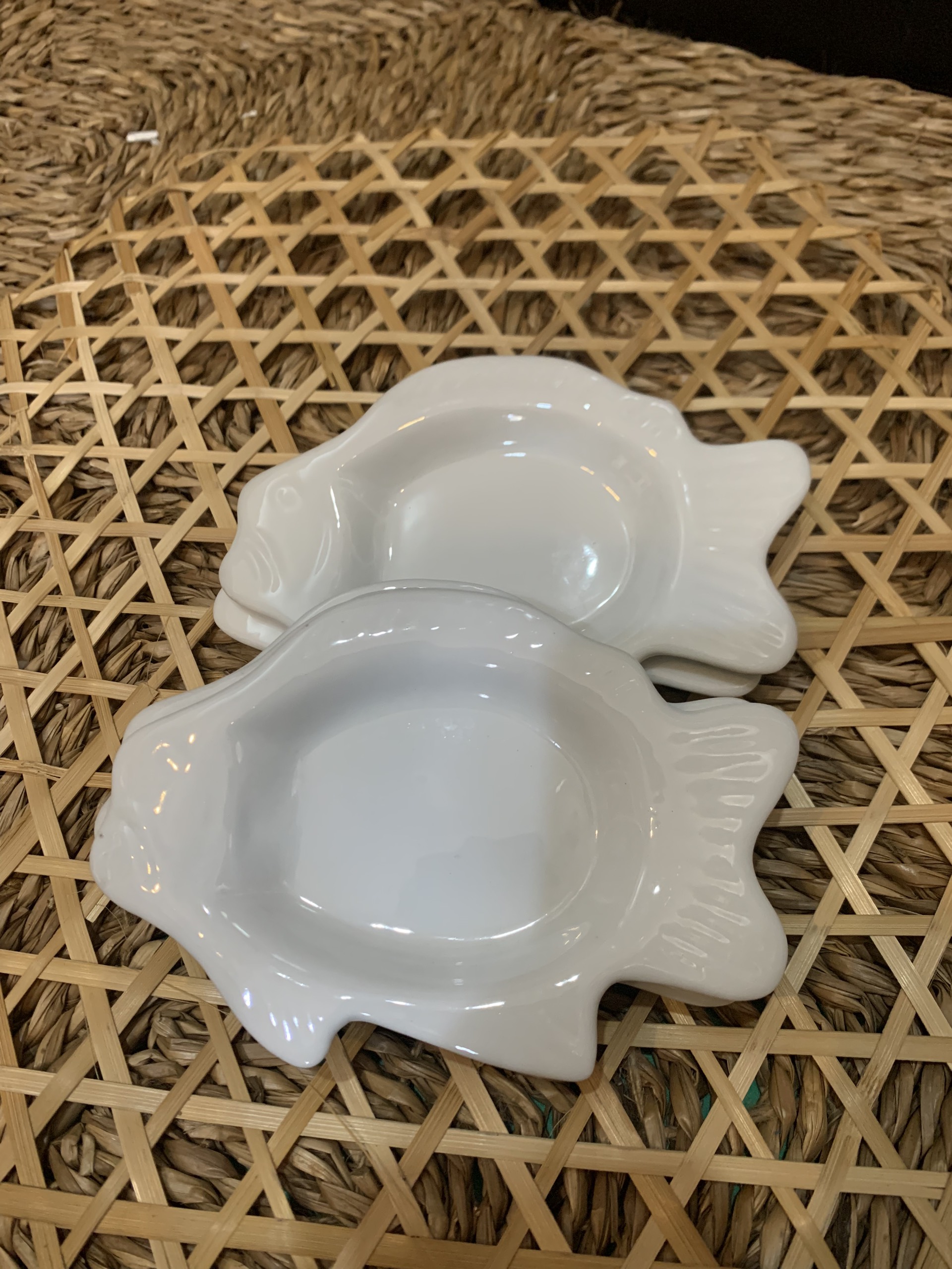 Combo 5 Đĩa cá trắng nhỏ men Bát Tràng