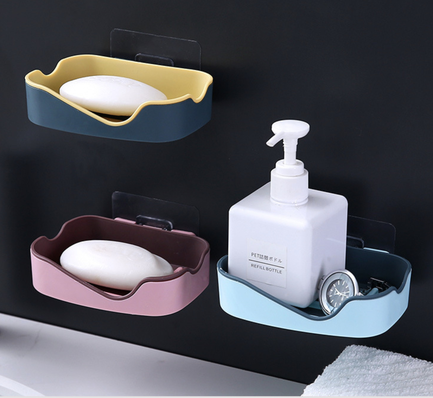 Khay Đựng Xà Phòng 2 Lớp Dán Tường Màu Sắc