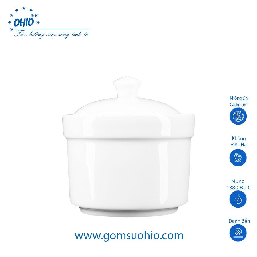 Thố Chưng 12.5 cm Sứ Trắng OHIO 550ml