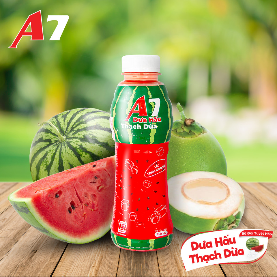Nước Dưa Hấu Thạch Dừa A7 Chai 450ml - Thùng 24 Chai