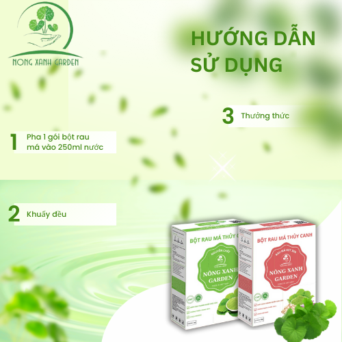 Nông Xanh Garden Combo 2 Hộp Bột Rau Má Thủy Canh Nguyên Chất + Hạt Sen Hộp 15 gói hòa tan uống liền, mát gan, đẹp da