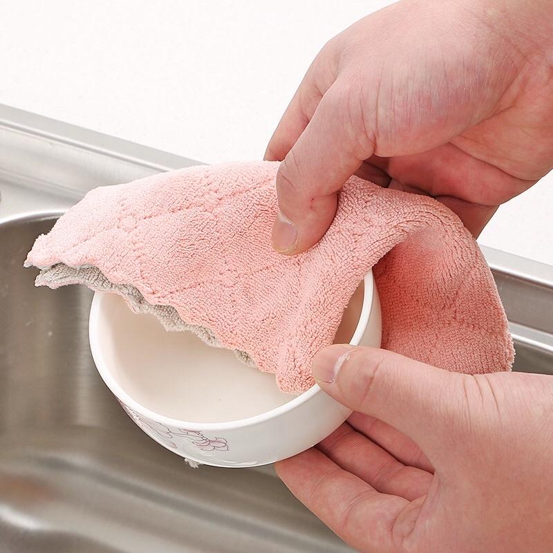Combo 5 Khăn Lau Bát Đĩa Đa Năng 2 Mặt Siêu Thấm Hút Nước Hàng Cao Cấp Loại 1 Không Bị Xù