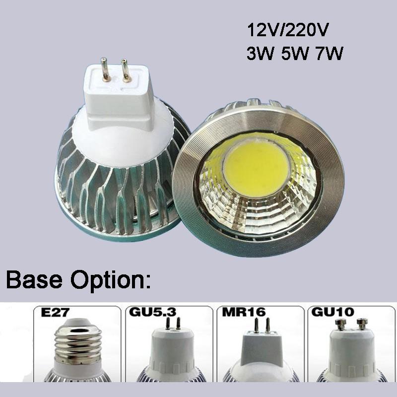 Bóng đèn LED COB MR16 GU5.3 GU10 E27 E14 AC 220V AC/DC 12V 3W 5W 7W

