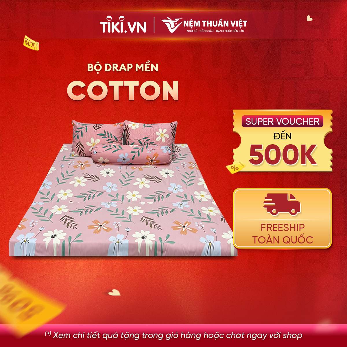 Bộ Ga Gối 100% Cotton Thuần Việt - Đa Dạng Họa Tiết