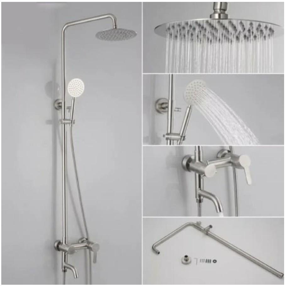 Sen tắm đứng nóng lạnh tròn inox 304