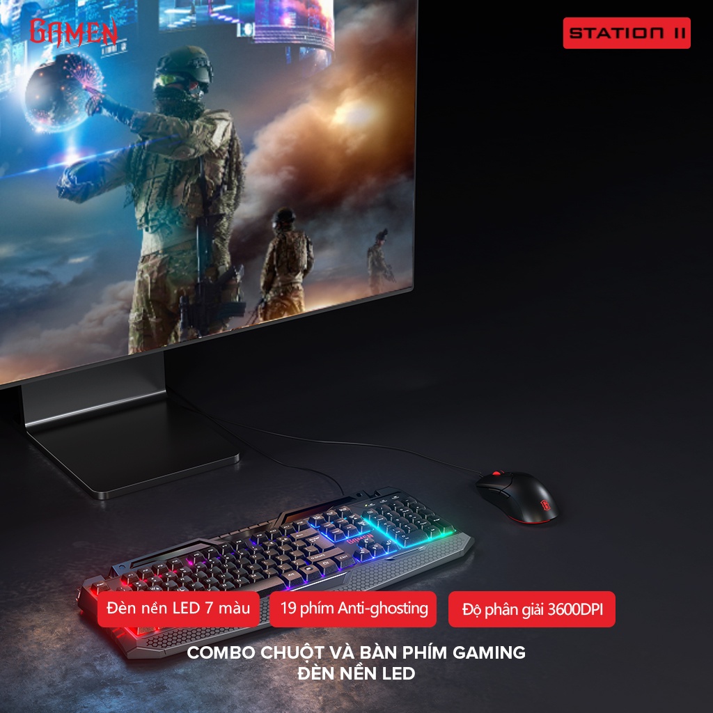 Combo Chuột Và Bàn Phím Gaming Gamen Station II Bàn Phím Đèn LED - Hàng Chính Hãng