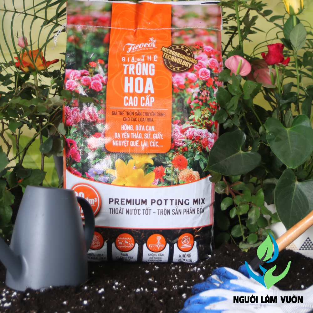 Giá thể trồng hoa cao cấp - không mùi hôi - say hoa - lên màu đẹp 8kg thương hiệu FICOCO