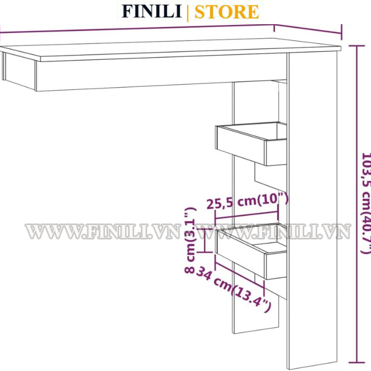 Bàn bar FINILI treo tường thiết kế hiện đại nhiều màu sắc FNLO2334