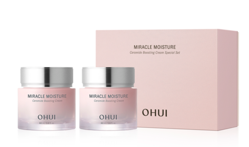 Kem dưỡng ẩm mịn mượt căng sáng da OHUI Miracle Moisture Ceramide Boosting Cream 60ml x 2 hũ