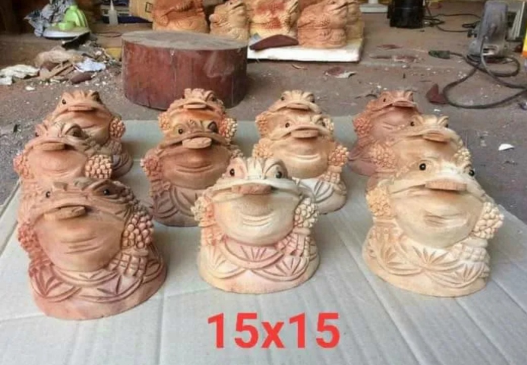 Tượng cóc gỗ xá xị phong thủy kích thước 15cm