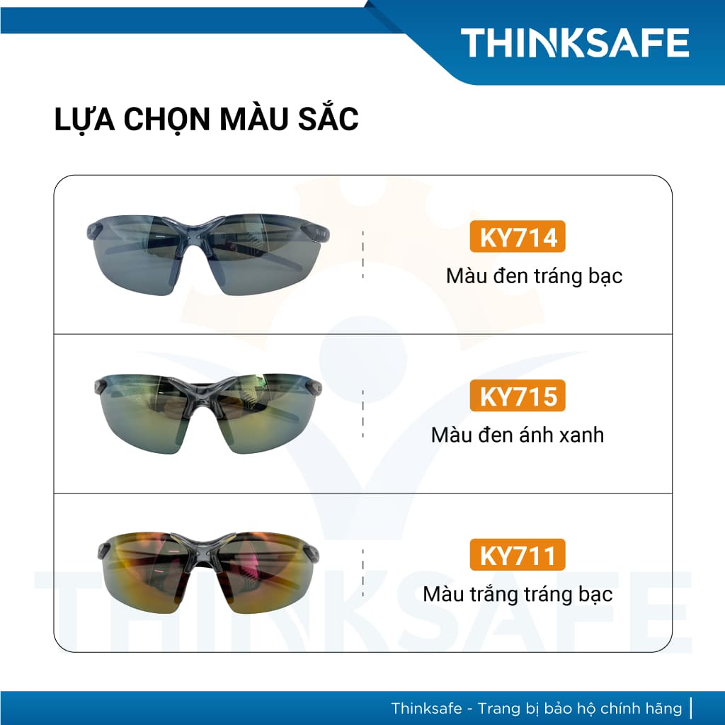 Kính bảo hộ King's Thinksafe, mắt kiếng bảo hộ chống bụi, siêu nhẹ, chống tia uv đi đường, ôm khuôn mặt, màu đen - KY712