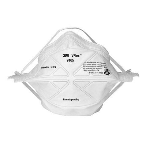 Bộ 5 khẩu trang dạng gấp Vflex chống virus, chống bụi, mùi hôi và kháng khuẩn N95 3M 9105 - bảo vệ hô hấp, dễ thở