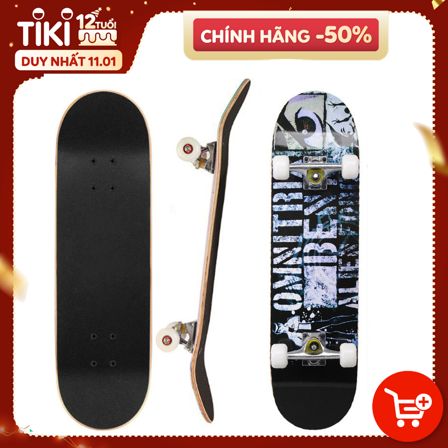 Ván Trượt Skateboard Mẫu Chuẩn Phù Hợp Cho Thanh Thiếu Niên - Ván Trượt Mặt Nhám Đen Chống Trơn Trượt, Ván Trượt Gỗ 80cm x 20cm (Nhiều họa tiết)